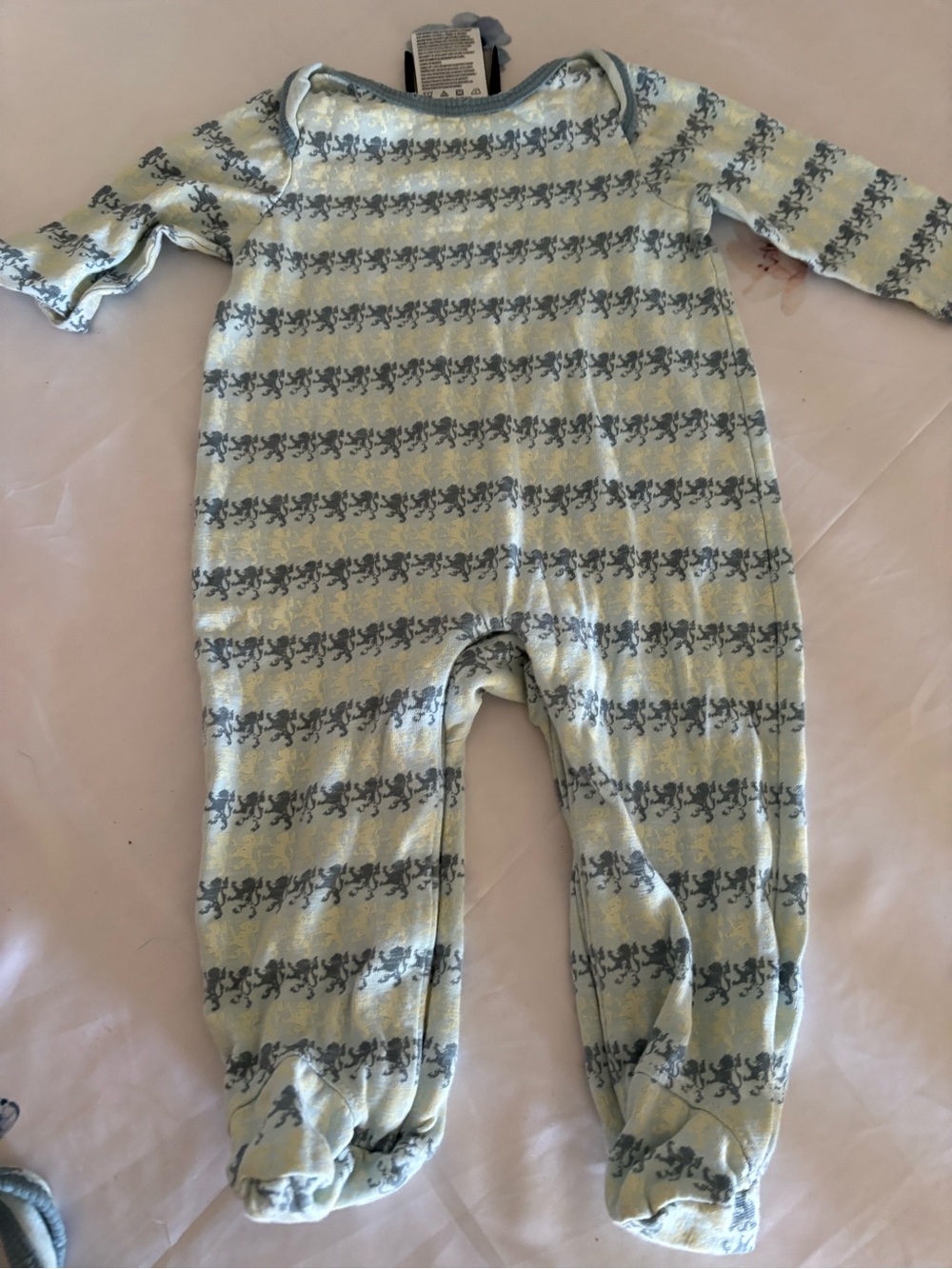 Juicy Couture Light Blue and Cream Striped Footed One-Piece